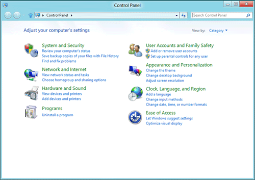 Windows 8 Control Panel